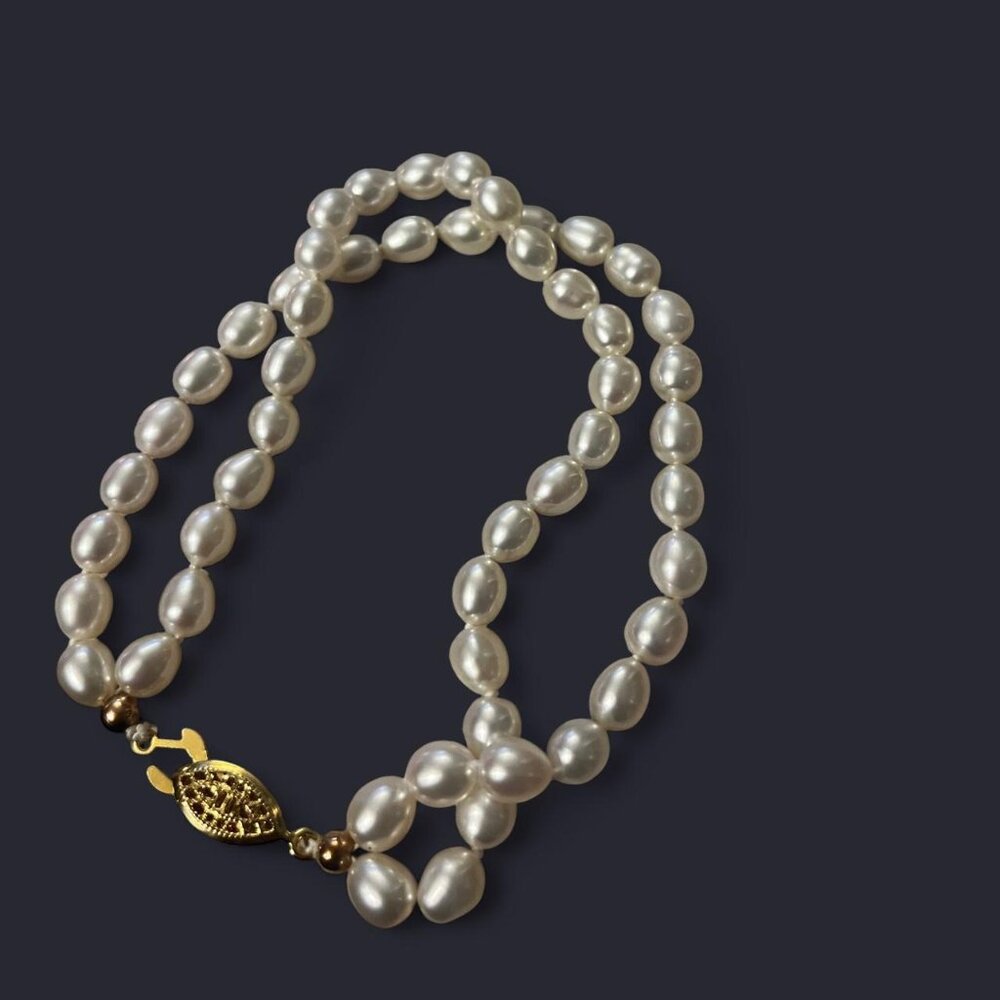 Handmade Double-Strand Genuine Drop Pearl Bracelet